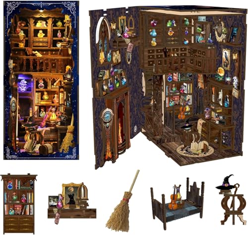 PANTIDE Magic Potion House DIY Book Nook Kit, 3D Holz-Buchstütze mit LED-Lichtern, Miniatur-Bücherregal-Einsatz-Dekor, kreatives Puzzle für Teenager Erwachsene, magisches Apotheker-Bastelgeschenk PANTIDE Magic Potion House DIY Book Nook Kit, 3D Holz-Buchstütze mit LED-Lichtern, Miniatur-Bücherregal-Einsatz-Dekor, kreatives Puzzle für Teenager Erwachsene, magisches Apotheker-Bastelgeschenk von PANTIDE