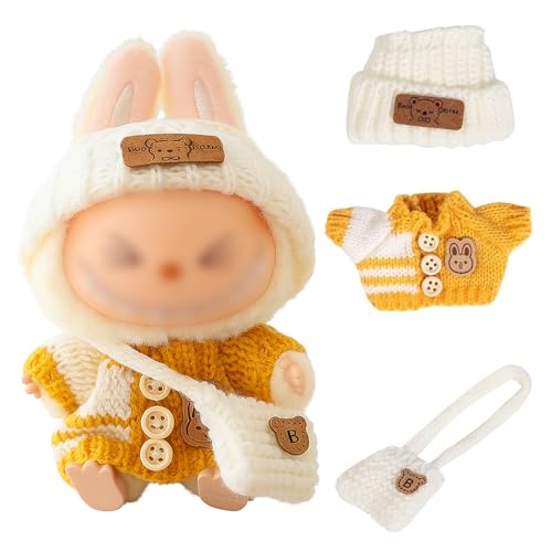 3-Teiliges Plüschtierkleidung Kuscheltier Kleidung Mini Kuscheltier Kleidung-Set Handgefertigte HäKel Miniatur Zubehör Set Kleidung Für Puppen Puppenkleidungszubehör Passend Für 17 cm Große Puppen von PANYI