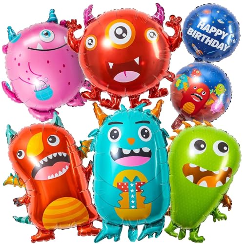 7 Stück Kindergeburtstags Deko Monster Geburtstag Party Ballon Kindergeburtstag Deko Monster-Bash-Party-Dekoration Monsterparty Folienballon set für Kinder Geburtstags Dekoration von PANYI