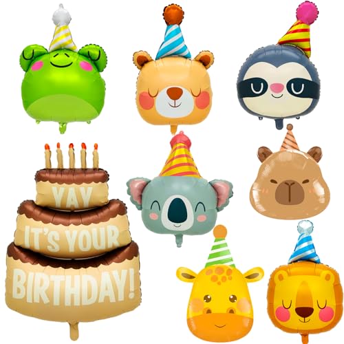 8 Stück Helium Ballons Geburtstag Party Tier Luftballons Wiederverwendbare Folienballon Tiere Geeignet Fur Tierische Themenparty,Abschlussfeiern,Kindergeburtstagsfeiern usw von PANYI