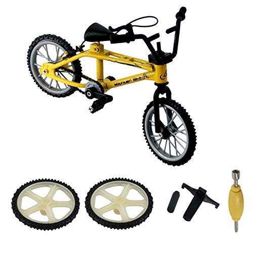 PAPAPI Alu Mini Mountainbike Fahrrad Modell für 1/10 RC Crawler Axial SCX10 TRX4 D90 Dekoration, Gelb von PAPAPI