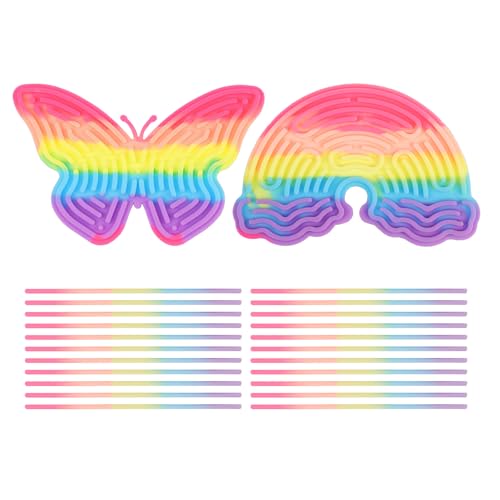 PAPAcroscoma Sensorik Activity Board Silikon: 2 Stück Regenbogenfarben Doppelseitig Sensorik Spielzeug Lindert Angstzustände Autismus und ADHS für Kinder ab 3+ Jahren und Erwachsene von PAPAcroscoma