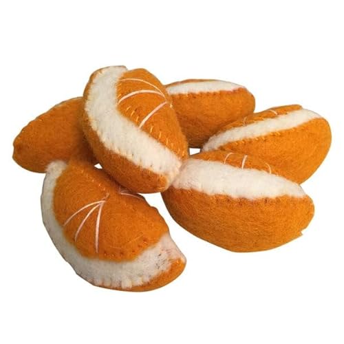 PAPOOSE TOYS Fruit en Laine Feutrée-6 Quartiers d'Orange Lebensmittelspielzeug, Mehrfarbig (PP045) von PAPOOSE TOYS