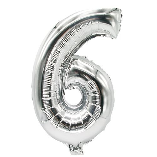 Folienluftballon Zahlenluftballons"0-9" 35 cm x 20 cm silber Papstar Hochzeit Jubiläum Geburtstag Party Feier (Zahlenluftballon"6") von PAPSTAR