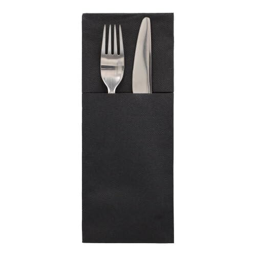 PAPSTAR 100 Bestecktaschen, Airlaid 1/8-Falz 40 cm x 48 cm schwarz Premium von PAPSTAR