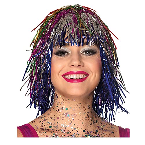 PAPSTAR NEU Perücke Damen Lametta Folie, Disco, bunt - Haarnetz von PAPSTAR