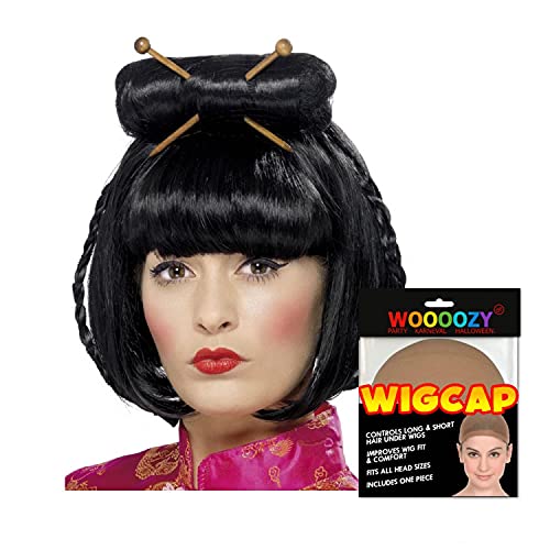PAPSTAR NEU Perücke Damen Pagenkopf mit Pony, Bob Asia mit Stäbchen, schwarz - mit Haarnetz von PAPSTAR