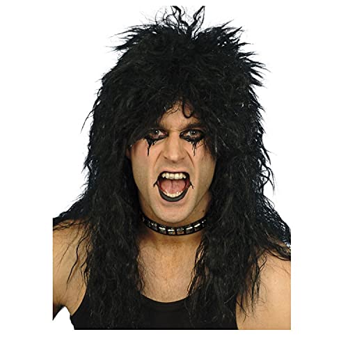 PAPSTAR NEU Perücke Herren Langhaar Hard Rocker strubbelig, schwarz - mit Haarnetz von PAPSTAR