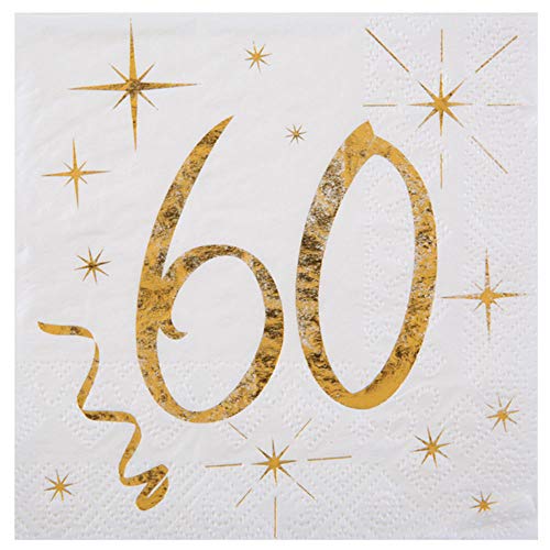 WOOOOZY Cocktail Servietten 60. Geburtstag,25cm, 20 St von PAPSTAR