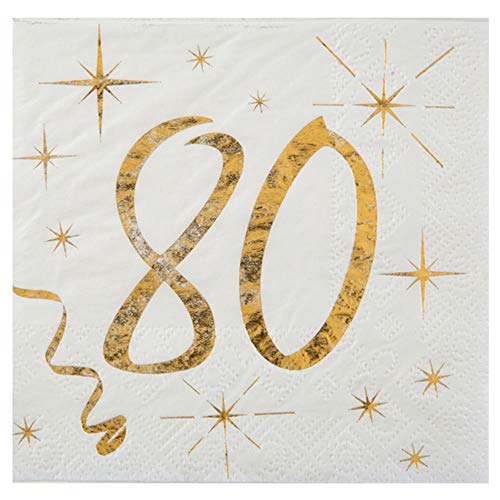 WOOOOZY Cocktail Servietten 80. Geburtstag,25cm, 20 St von PAPSTAR