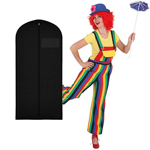 WOOOOZY Damen-Kostüm Clown Latzhose bunt, Gr. 40-42 - inklusive praktischem Kleidersack von PAPSTAR