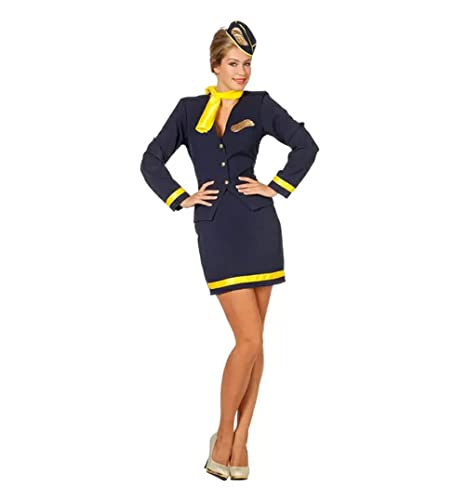WOOOOZY Damen-Kostüm Pilotin, blau/gelb, Gr. 36 - inklusive praktischem Kleidersack von PAPSTAR