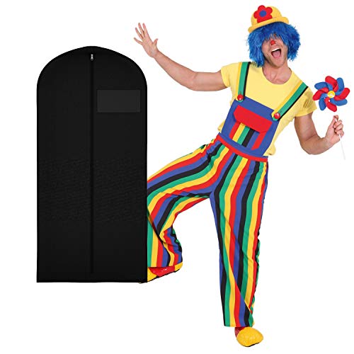 WOOOOZY Herren-Kostüm Clown Latzhose bunt, Gr. 50-52 - inklusive praktischem Kleidersack von PAPSTAR