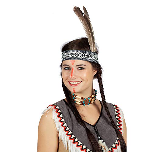 WOOOOZY Indianer-Stirnband mit Feder, beige-blau von PAPSTAR