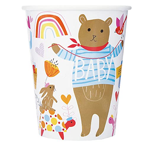 WOOOOZY NEU Becher aus Pappe mit Zoo-Tieren für Baby Shower Party Größe: ca. 250 ml, 8 Stück von PAPSTAR