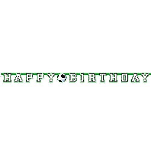 WOOOOZY NEU Große Girlande Happy Birthday, Fußball Kindergeburtstag Dekoration, mit Klebe-Stickern, Länge: ca. 2,13 m von PAPSTAR