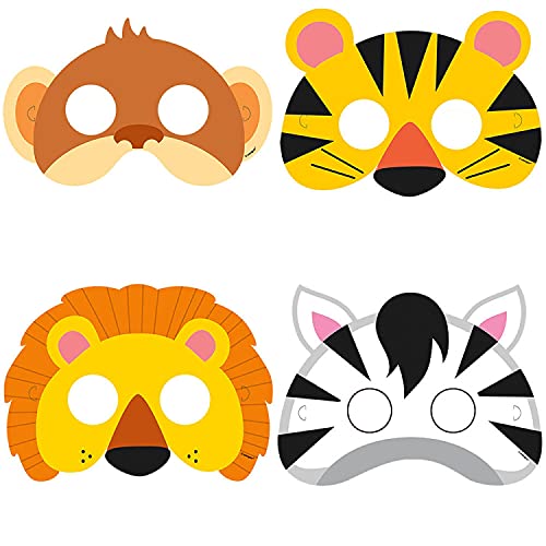 WOOOOZY NEU KUQ73926 Gesichtsmasken / Verkleidung Tierköpfe, Motto Dschungel Tiere für Kindergeburtstag, 8 Stück von PAPSTAR