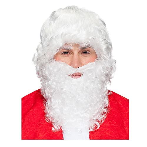 WOOOOZY NEU Perücke Herren Nikolaus Weihnachtsmann, Set Perücke und Bart, Standard, weiß - mit Haarnetz von PAPSTAR