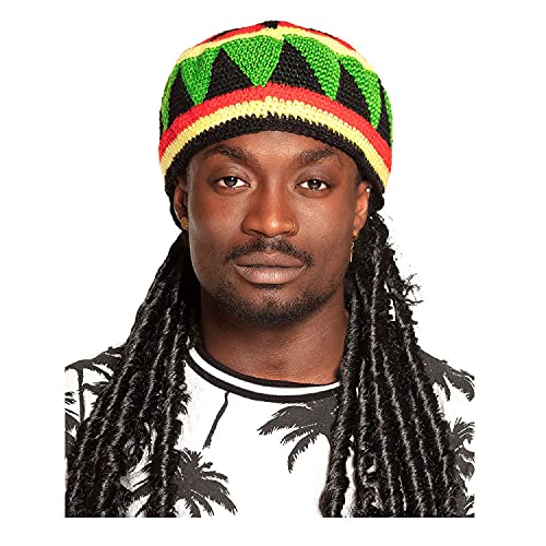WOOOOZY NEU Perücke Herren Rastafari-Mütze mit angenähten Dreadlocks, schwarz - mit Haarnetz von PAPSTAR