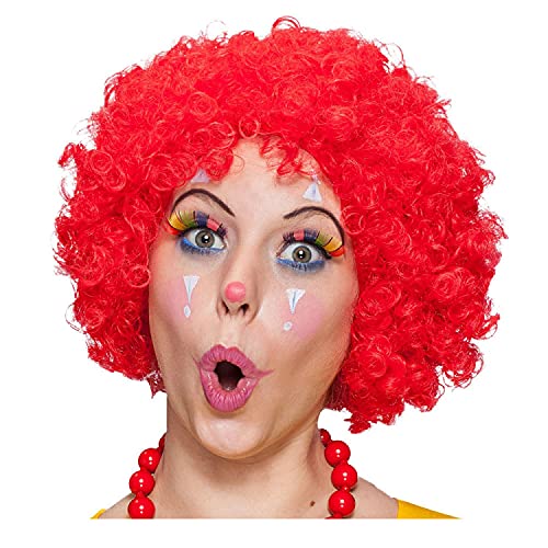 WOOOOZY NEU Perücke Unisex Clown, Afro Hair, kleine Locken, rot - mit Haarnetz von PAPSTAR