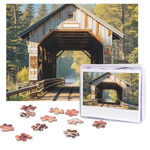Albany Puzzles, 500 Teile, personalisiertes Puzzle, überdachte Brücke, herausforderndes Bild mit Aufbewahrungstasche, Fotopuzzle für Erwachsene, Hochzeit (75 x 50 cm) von PAQOLSMCKR