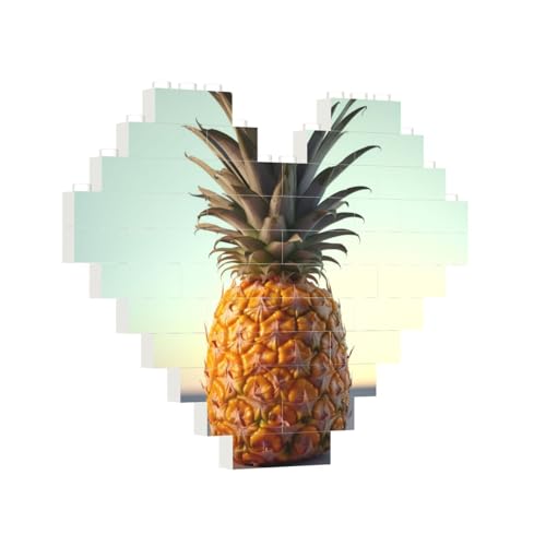 Baustein-Puzzle, Herz, Ananas, Obst, Baustein-Puzzle, Puzzles für Erwachsene, personalisiertes Fotoblock-Puzzle, Heimdekoration, 3D-Ziegel-Puzzle für Damen und Herren von PAQOLSMCKR
