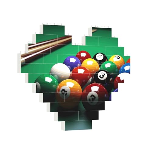Baustein-Puzzle, Herz, Billard, Baustein-Puzzle, Puzzles für Erwachsene, personalisiertes Fotoblock-Puzzle, Heimdekoration, 3D-Stein-Puzzle für Damen und Herren von PAQOLSMCKR