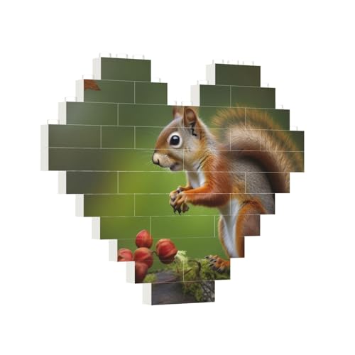 Baustein-Puzzle, Herz, Eichhörnchen, Baustein-Puzzle, Puzzles für Erwachsene, personalisiertes Fotoblock-Puzzle, Heimdekoration, 3D-Stein-Puzzle für Damen und Herren von PAQOLSMCKR