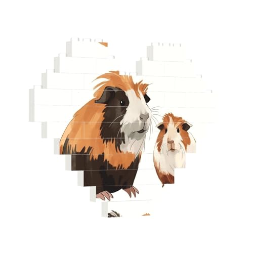 Baustein-Puzzle, Herz, Meerschweinchen, Illustration, Baustein-Puzzle, Puzzles für Erwachsene, personalisiertes Fotoblock-Puzzle, Heimdekoration, 3D-Stein-Puzzle für Damen und Herren von PAQOLSMCKR
