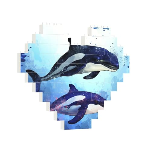 Baustein-Puzzle, Herz, Orca, Killer, Wal, Baustein-Puzzle, Puzzles für Erwachsene, personalisiertes Fotoblock-Puzzle, Heimdekoration, 3D-Ziegel-Puzzle für Damen und Herren von PAQOLSMCKR