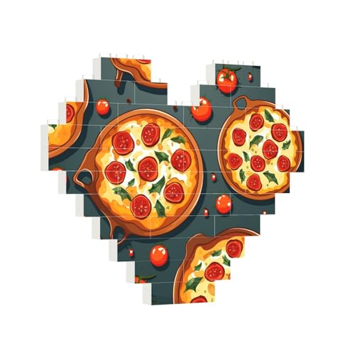 Baustein-Puzzle, Herz, Pizza, Lebensmittel, Baustein-Puzzle, Puzzles für Erwachsene, personalisiertes Fotoblock-Puzzle, Heimdekoration, 3D-Ziegel-Puzzle für Damen und Herren von PAQOLSMCKR