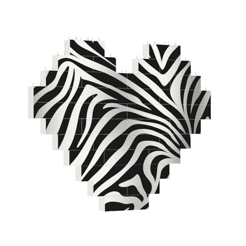 Baustein-Puzzle, Herz, Zebra-Druck, Baustein-Puzzle, Puzzles für Erwachsene, personalisiertes Fotoblock-Puzzle, Heimdekoration, 3D-Ziegel-Puzzle für Damen und Herren von PAQOLSMCKR
