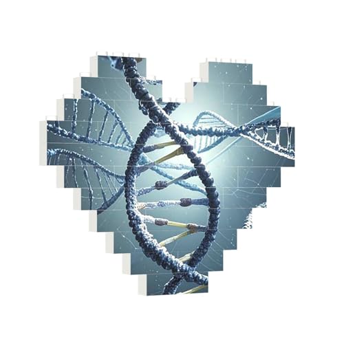 Baustein-Puzzle, Herz, genetische Helix-Baustein-Puzzle, Puzzles für Erwachsene, personalisiertes Fotoblock-Puzzle, Heimdekoration, 3D-Stein-Puzzle für Damen und Herren von PAQOLSMCKR