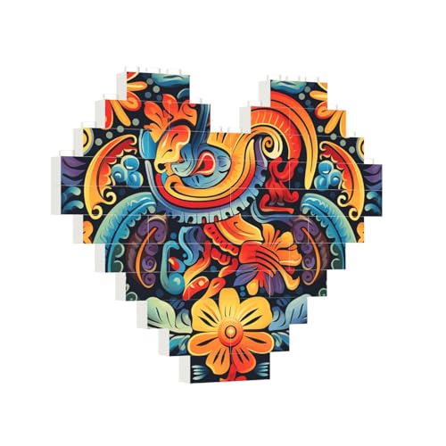 Baustein-Puzzle, Herz, mexikanisches Baustein-Puzzle, Puzzles für Erwachsene, personalisiertes Fotoblock-Puzzle, Heimdekoration, 3D-Stein-Puzzle für Damen und Herren von PAQOLSMCKR