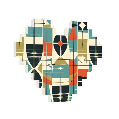 Baustein-Puzzle, Herz, modernes Baustein-Puzzle aus der Mitte des Jahrhunderts für Erwachsene, personalisiertes Fotoblock-Puzzle, Heimdekoration, 3D-Baustein-Puzzle für Damen und Herren von PAQOLSMCKR