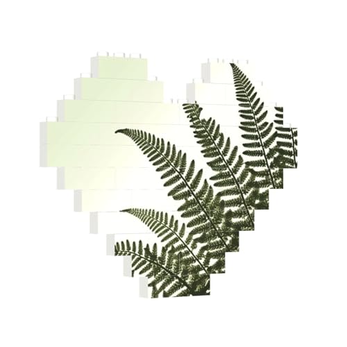 Baustein-Puzzle, Herz, natürliche Pflanze, Farnblatt, Baustein-Puzzle, Puzzles für Erwachsene, personalisiertes Fotoblock-Puzzle, Heimdekoration, 3D-Ziegel-Puzzle für Damen und Herren von PAQOLSMCKR