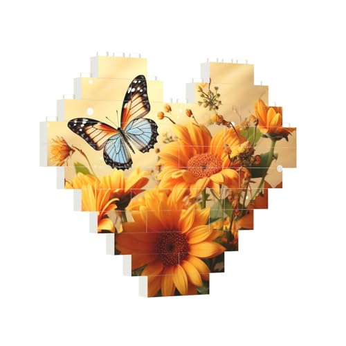 Baustein-Puzzle, Herz, niedliche Sonnenblume und Schmetterling, Baustein-Puzzle, Puzzles für Erwachsene, personalisiertes Fotoblock-Puzzle, Heimdekoration, 3D-Stein-Puzzle für Damen und Herren Baustein-Puzzle, Herz, niedliche Sonnenblume und Schmetterling, Baustein-Puzzle, Puzzles für Erwachsene, personalisiertes Fotoblock-Puzzle, Heimdekoration, 3D-Stein-Puzzle für Damen und Herren von PAQOLSMCKR