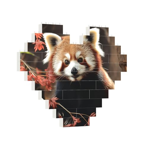 Baustein-Puzzle, Herz, rote Pandas, Baustein-Puzzle, Puzzles für Erwachsene, personalisiertes Fotoblock-Puzzle, Heimdekoration, 3D-Stein-Puzzle für Damen und Herren von PAQOLSMCKR