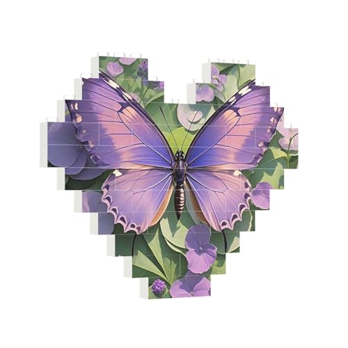 Baustein-Puzzle, Herz, wunderschöner lila Schmetterling, Kunst, Baustein-Puzzle, Puzzles für Erwachsene, personalisiertes Fotoblock-Puzzle, Heimdekoration, 3D-Ziegel-Puzzle für Damen und Herren Baustein-Puzzle, Herz, wunderschöner lila Schmetterling, Kunst, Baustein-Puzzle, Puzzles für Erwachsene, personalisiertes Fotoblock-Puzzle, Heimdekoration, 3D-Ziegel-Puzzle für Damen und Herren von PAQOLSMCKR