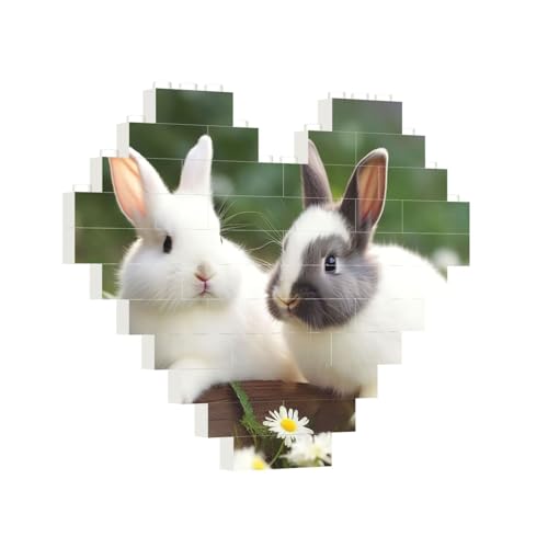 Baustein-Puzzle, Herz, zwei kleine niedliche Kaninchen, Baustein-Puzzle, Puzzles für Erwachsene, personalisiertes Fotoblock-Puzzle, Heimdekoration, 3D-Ziegel-Puzzle für Damen und Herren Baustein-Puzzle, Herz, zwei kleine niedliche Kaninchen, Baustein-Puzzle, Puzzles für Erwachsene, personalisiertes Fotoblock-Puzzle, Heimdekoration, 3D-Ziegel-Puzzle für Damen und Herren von PAQOLSMCKR