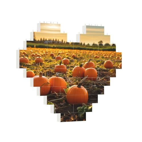 Baustein-Puzzle, Herz-Kürbisse auf dem Boden, Baustein-Puzzle, Puzzles für Erwachsene, personalisiertes Fotoblock-Puzzle, Heimdekoration, 3D-Stein-Puzzle für Damen und Herren von PAQOLSMCKR