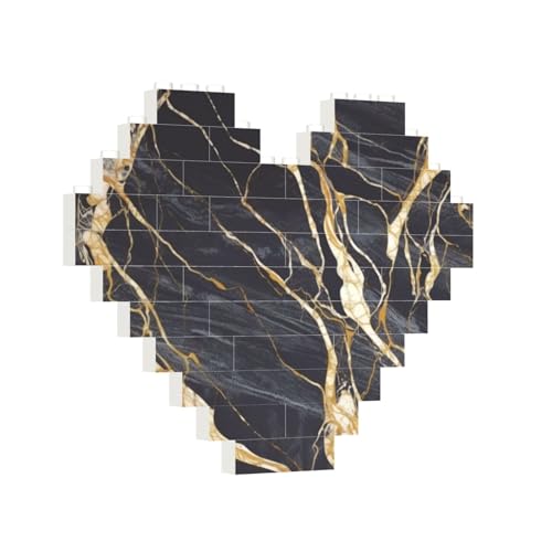 Baustein-Puzzle, Herz-Marmor-Baustein-Puzzle, Puzzles für Erwachsene, personalisiertes Fotoblock-Puzzle, Heimdekoration, 3D-Ziegel-Puzzle für Damen und Herren von PAQOLSMCKR