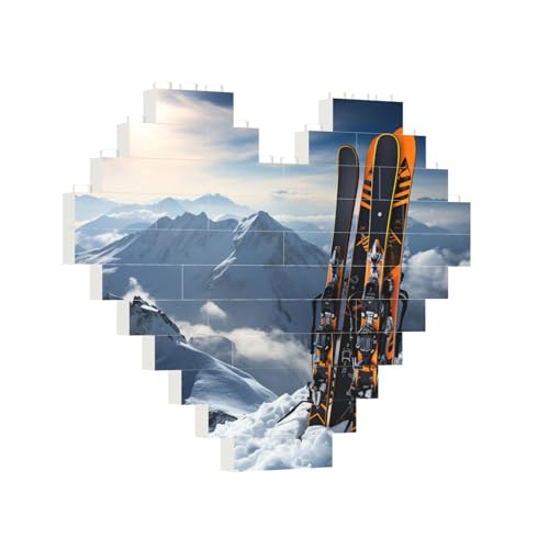 Baustein-Puzzle, Herz-Ski auf Berg, Baustein-Puzzle, Puzzles für Erwachsene, personalisiertes Fotoblock-Puzzle, Heimdekoration, 3D-Stein-Puzzle für Damen und Herren Baustein-Puzzle, Herz-Ski auf Berg, Baustein-Puzzle, Puzzles für Erwachsene, personalisiertes Fotoblock-Puzzle, Heimdekoration, 3D-Stein-Puzzle für Damen und Herren von PAQOLSMCKR