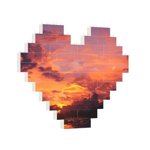 Baustein-Puzzle, Herz Sonnenuntergang bei Dämmerung, Baustein-Puzzle, Puzzles für Erwachsene, personalisiertes Fotoblock-Puzzle, Heimdekoration, 3D-Stein-Puzzle für Damen und Herren Baustein-Puzzle, Herz Sonnenuntergang bei Dämmerung, Baustein-Puzzle, Puzzles für Erwachsene, personalisiertes Fotoblock-Puzzle, Heimdekoration, 3D-Stein-Puzzle für Damen und Herren von PAQOLSMCKR