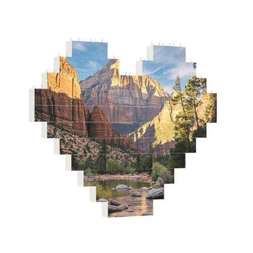 Baustein-Puzzle, Herz-Zion-Nationalpark, Puzzle, Puzzles für Erwachsene, personalisiertes Fotoblock-Puzzle, Heimdekoration, 3D-Stein-Puzzle für Damen und Herren von PAQOLSMCKR