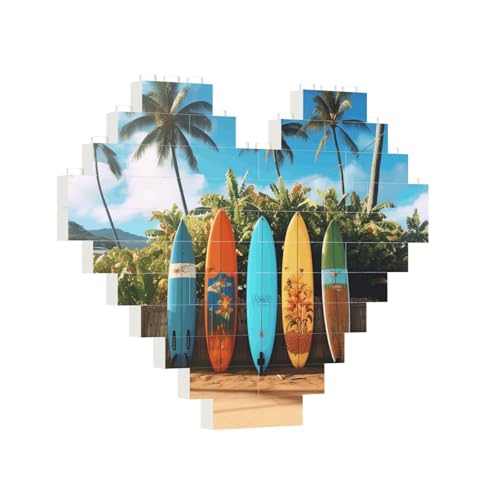 Building Brick Puzzles Heart Surfboard Building Block Puzzle Jigsaws for Adults Personalized Photo Block Puzzle Home Decor 3D Brick Puzzle for Women Men von PAQOLSMCKR