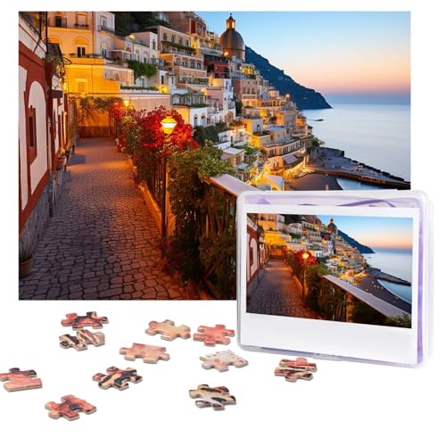 Positano Puzzles, 500 Teile, personalisierbar, Sonnenuntergang, Puzzle, anspruchsvolles Bild mit Aufbewahrungstasche, Fotopuzzle für Erwachsene, Hochzeit (75 x 50 cm) von PAQOLSMCKR