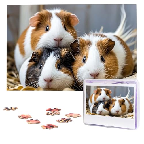 Puzzle, 1000 Teile, personalisierbar, Meerschweinchen, Puzzle, anspruchsvolles Bild mit Aufbewahrungstasche, Fotopuzzle für Erwachsene, Hochzeit (75 x 50 cm) von PAQOLSMCKR