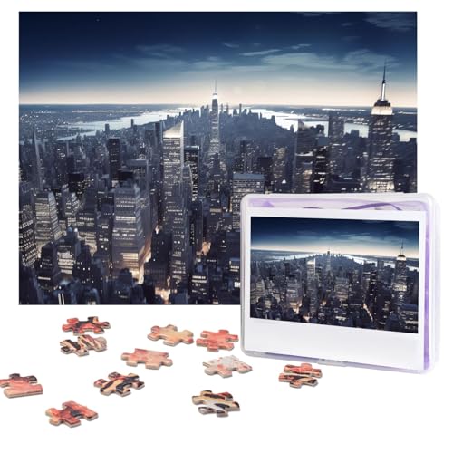 Puzzle 500 Teile, personalisiertes Puzzle, New York City Puzzle, herausforderndes Bild mit Aufbewahrungstasche, Fotopuzzle für Erwachsene, Hochzeit (75 x 50 cm) von PAQOLSMCKR