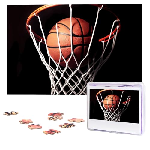 Puzzles, 1000 Teile, personalisierbar, Basketball-Puzzle, anspruchsvolles Bild mit Aufbewahrungstasche, Fotopuzzle für Erwachsene, Hochzeit (75 x 50 cm) von PAQOLSMCKR